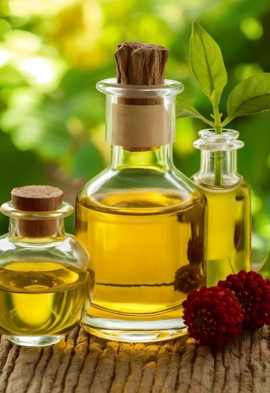 bottle-oil-sits-bunch-berries_1314871-1852